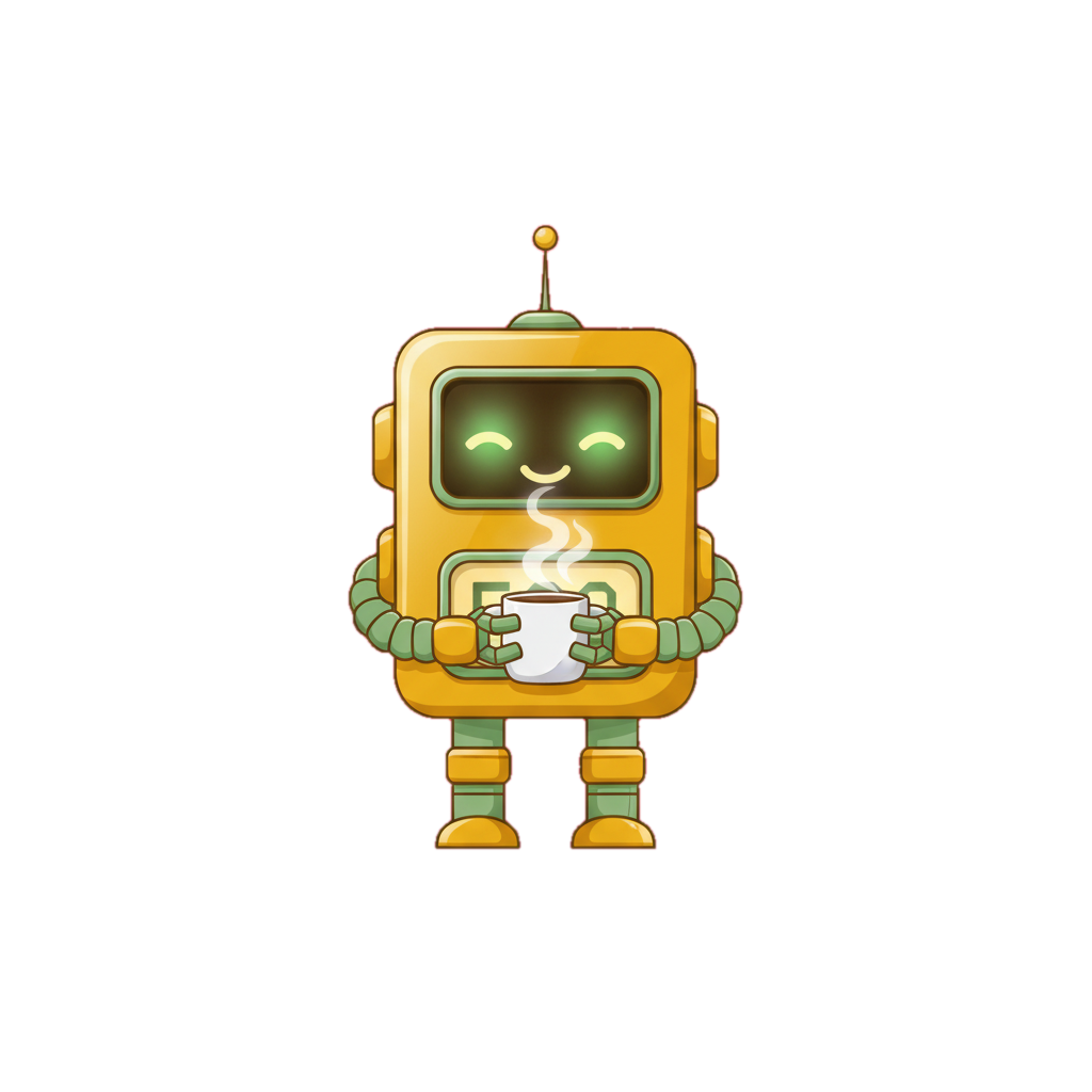 urgentry mascot with coffee