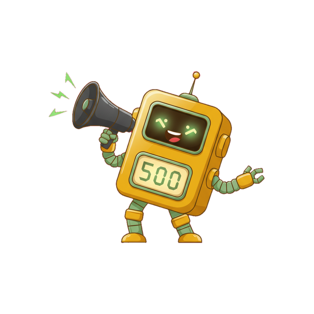 urgentry mascot with a megaphone